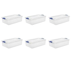 32 Qt. Latch Box Plastic, Stadium Blue, Set of 6