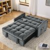 Loveseats Sofa Bed with Pull-out Bed,Adjsutable Back and Two Arm Pocket,TypeC and USB Charging with Copper nail,Grey (47"x53"x31")