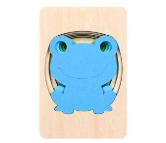Children's Wooden Animal Multi-layer Gradient 3D Puzzle Model (Option: Frog Style)
