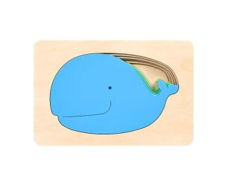 Children's Wooden Animal Multi-layer Gradient 3D Puzzle Model (Option: Whale Style)