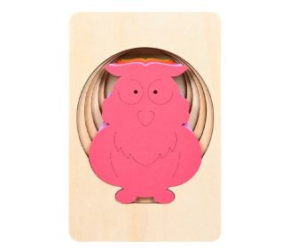 Children's Wooden Animal Multi-layer Gradient 3D Puzzle Model (Option: Owl Style)