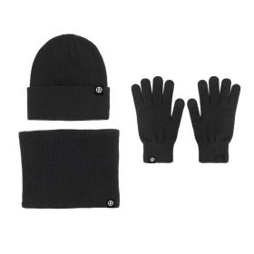 Alpaca Fleecefiber Warm Wool Gloves Three-piece Windproof (Option: Black Three Piece Set)