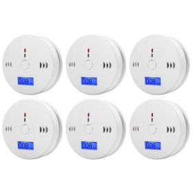 1-6Pcs CO Sensor Carbon Monoxide Detector Sound Independent CO Poisoning Warning Alarm Detectors Meter Kitchen Fireplace Indoor (Color: 6PCS, Ships From: CN)