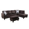 Dark Brown Flannel Living Room Sofa