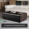 Modern Smart Coffee Table with Built-in Fridge, Bluetooth Speaker, Wireless Charging, Touch Control Panel, Power Socket, USB Interface, Outlet Protect