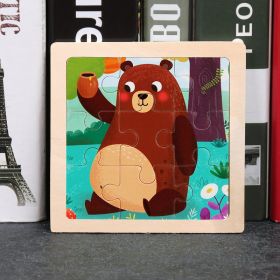 Children's Early Childhood Education Wooden Puzzle (Option: Bear)
